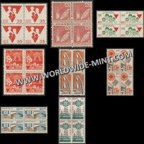 INDIA 7th Definitive Series - Simplified - Block of 4 Complete set of 8v MNH