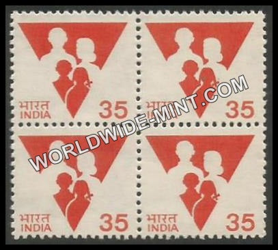 INDIA Family Planning 7th Series (35) Definitive Block of 4 MNH