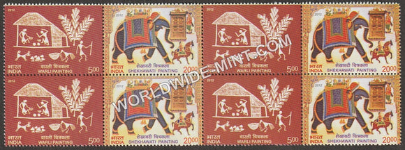 2012 INDIA Shekhawati & Warly Paintings Setenant Block MNH