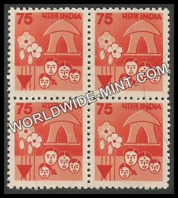 INDIA Family Planning 7th Series (75) Definitive Block of 4 MNH