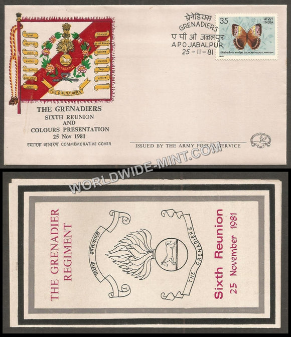 1981 India THE GRENADIERS REGIMENT 6TH REUNION APS Cover (25.11.1981)