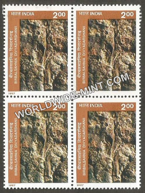 1997 Birbal Sahni Inst. of Palaeobotany, Fossils-Birbalsahnia Divyadarshanii Block of 4 MNH