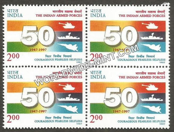 1997 50 Years of Indian Armed Forces Block of 4 MNH