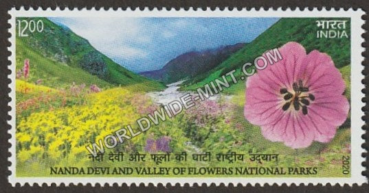 2020 UNESCO World Heritage Sites in India - II-Nanda Devi and Valley of Flowers National Parks-1 MNH