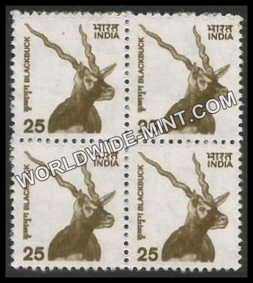 INDIA Black Buck 9th Series (25) Definitive Block of 4 MNH