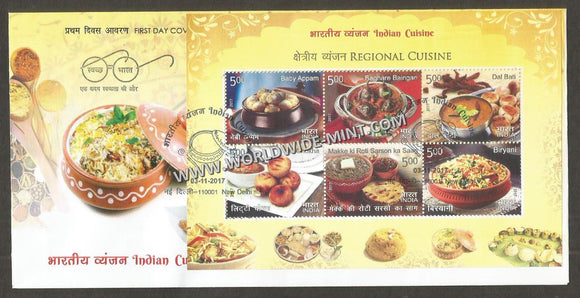 2017 INDIA Indian Cuisine - Regional Cuisine Miniature Sheet FDC