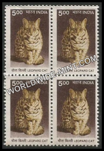 INDIA Leopard Cat 9th Series (5 00 ) Definitive Block of 4 MNH