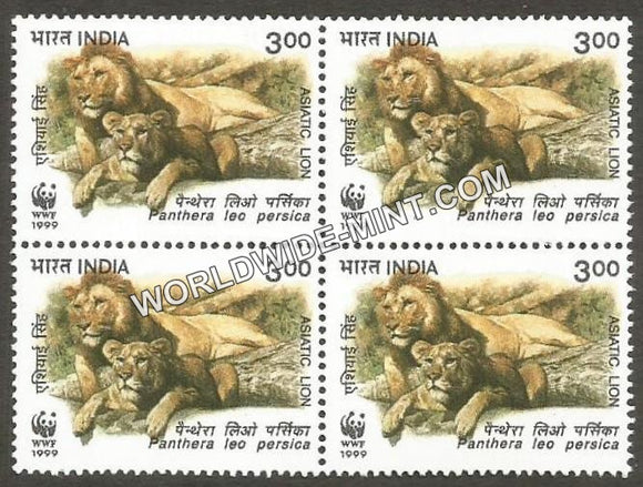 1999 Asiatic Lion (Lion & Lioness) Block of 4 MNH