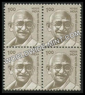 INDIA Mahatma Gandhi 10th Series (1 00) Definitive Block of 4 MNH
