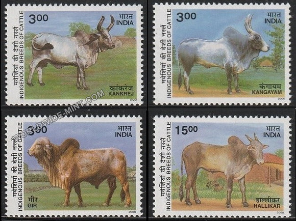 2000 Indigenous Breeds of Cattle-Set of 4 MNH