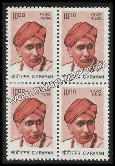 INDIA C.V. Raman 10th Series (10 00 ) Definitive Block of 4 MNH