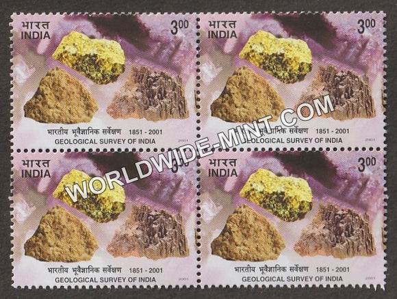 2001 Geological Survey of India Block of 4 MNH