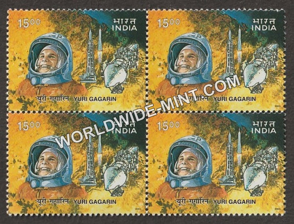 2001 Yuri Gagarin Block of 4 MNH