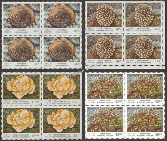 2001 Corals of India-Set of 4 Block of 4 MNH