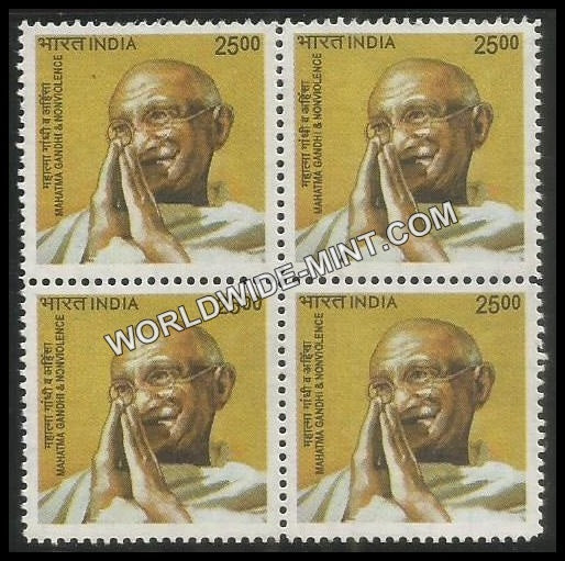 INDIA M.K.Gandhi 10th Series (25 00 ) Definitive Block of 4 MNH