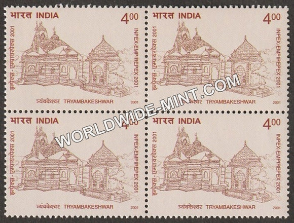 2001 Inpex-2001-Temple Architecture-Tryambakeshwar Block of 4 MNH
