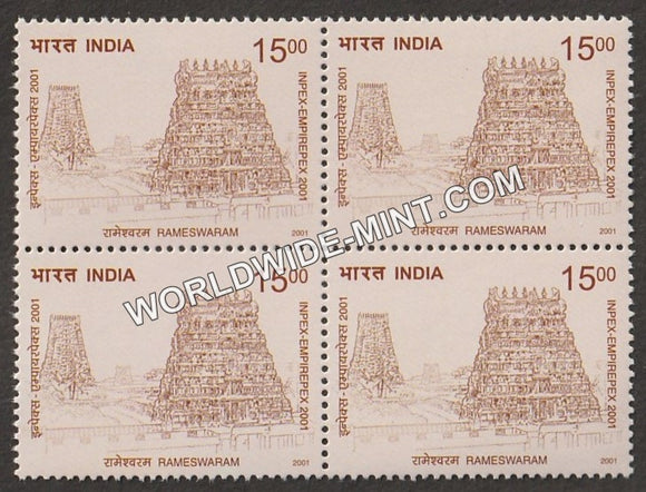 2001 Inpex-2001-Temple Architecture-Rameshwaram Block of 4 MNH