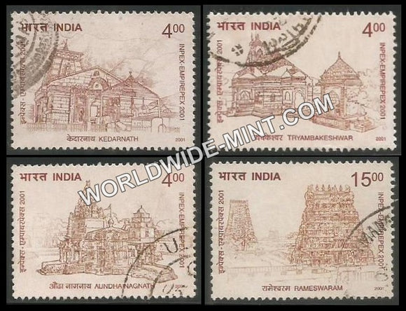 2001 Inpex-2001-Temple Architecture-Set of 4 Used Stamp