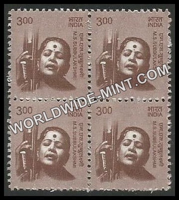 INDIA M.S. Subbulakshmi 11th Series (3 00 ) Definitive Block of 4 MNH