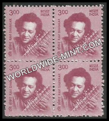INDIA Ravi Shankar 11th Series (3 00 ) Definitive Block of 4 MNH
