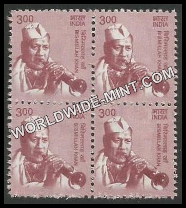 INDIA Bismillah Khan 11th Series (3 00 ) Definitive Block of 4 MNH