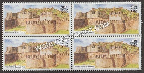 2002 Forts of Andhra Pradesh-Golconda Fort Block of 4 MNH