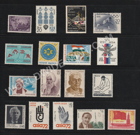 1972 INDIA Complete Year Pack MNH