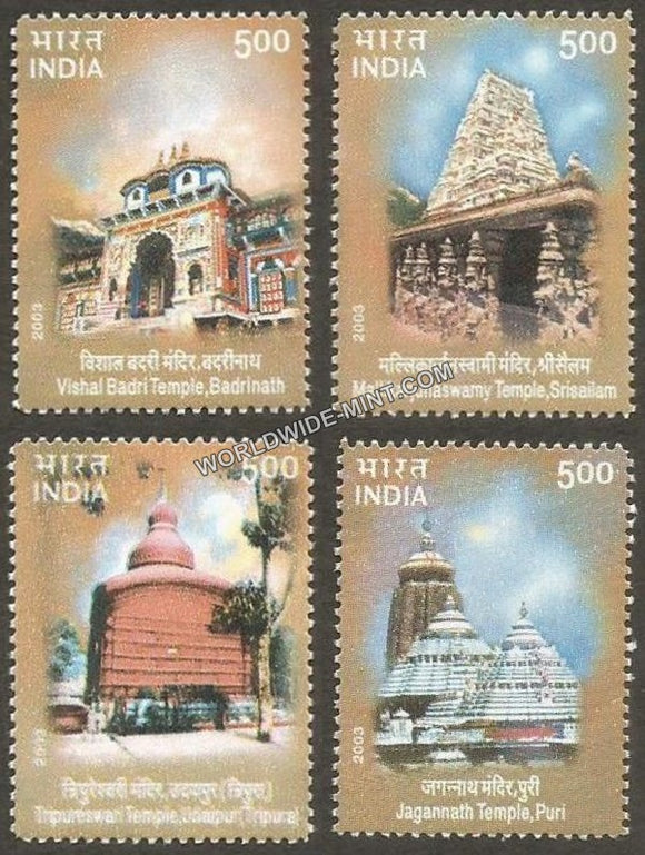 2003 INDIA TEMPLE ARCHITECTURE - Set of 4 Single Stamp MNH