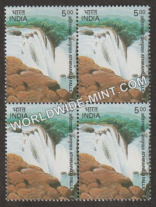 2003 Waterfalls of India-Athirapalli Falls Block of 4 MNH