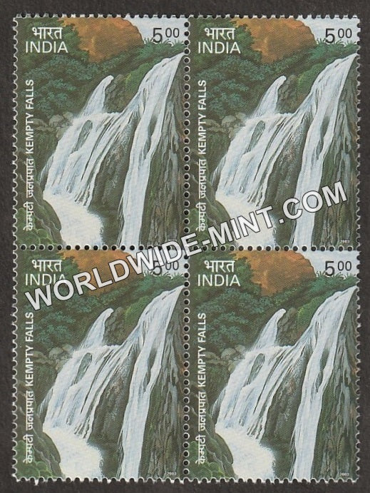 2003 Waterfalls of India-Kempty Falls Block of 4 MNH