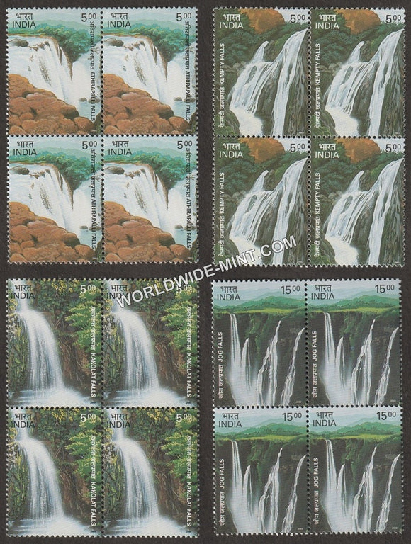 2003 Waterfalls of India-Set of 4 Block of 4 MNH
