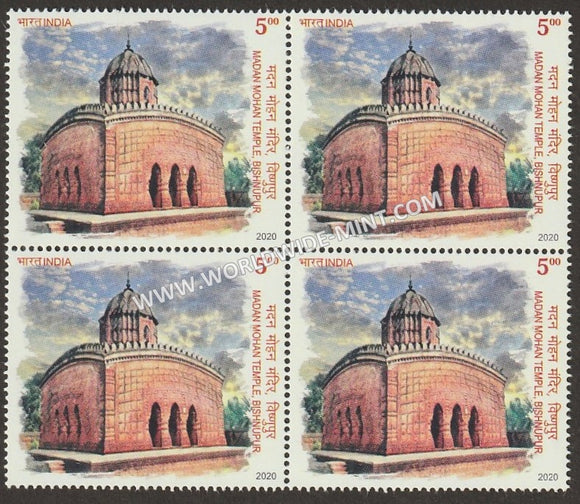 2020 India Terracotta Temples - Madan Mohan Temple, Bishnupur Block of 4 MNH