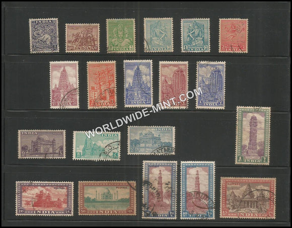 INDIA 1st Series Definitive Complete set of 20 used stamps