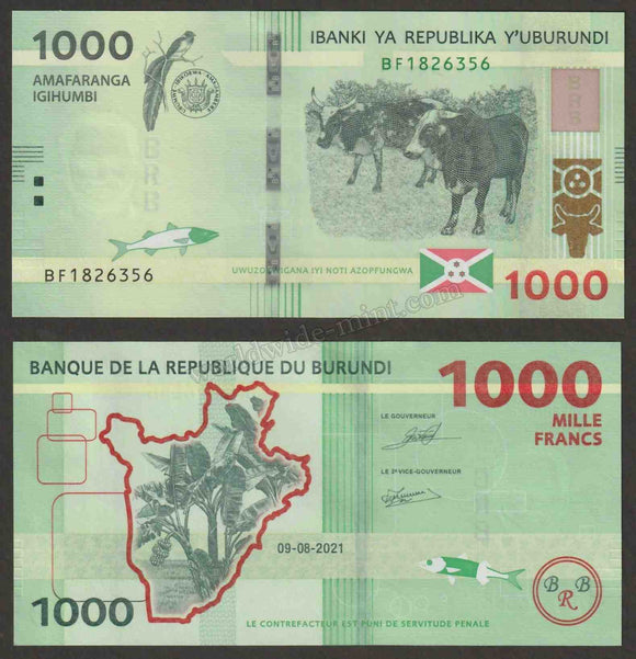 BURUNDI 2021 - 1000 FRANCS UNC Currency Note