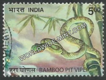 2003 Nature India-Snakes-Bamboo Pit Viper Used Stamp