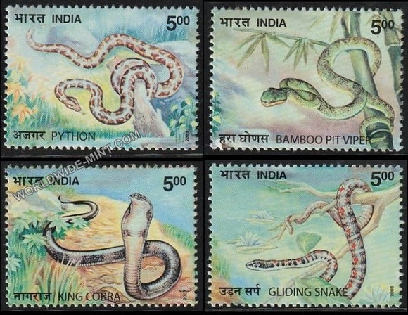 2003 Nature India-Snakes-Set of 4 MNH