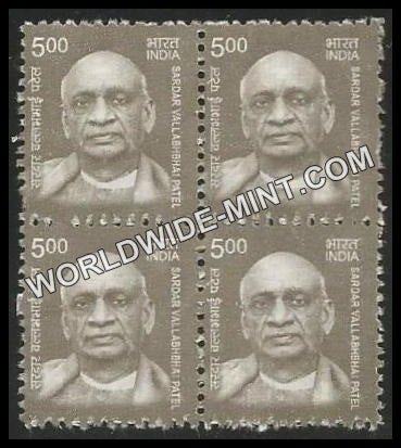 INDIA Sardar Vallabhbhai Patel 11th Series (5 00 ) Definitive Block of 4 MNH