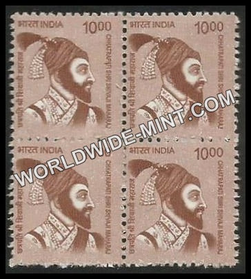 INDIA Chhatrapati Shri Shivaji Maharaj 11th Series (10 00 ) Definitive Block of 4 MNH