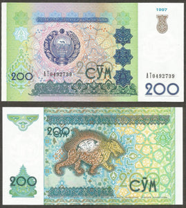 UZBEKISTAN 1997 - 200 SOM UNC Currency Note