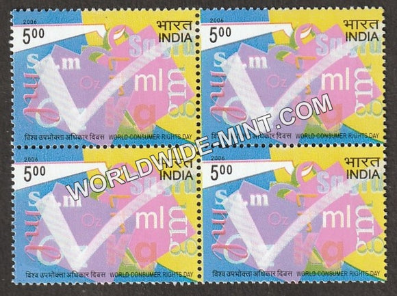 2006 World Consumer Rights Day Block of 4 MNH