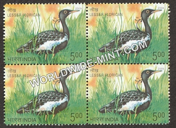 2006 Endangered Birds-Lesser Florican Block of 4 MNH