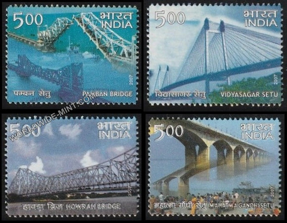 2007 Landmark Bridges of India-Set of 4 MNH