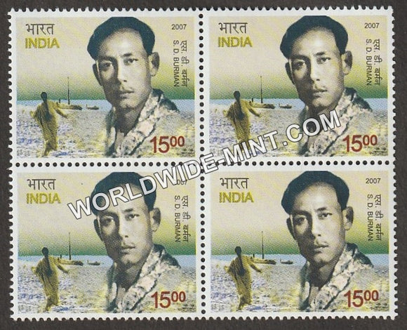 2007 S D Burman Block of 4 MNH
