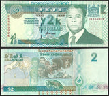 Fiji 2 Dollars - 2000 P# 102a Millennium UNC Commemorative Bank Note N#206568