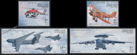 2007 Indian Air Force Platinum Jubliee-Set of 4 MNH