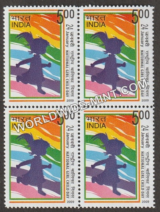 2009 National Girl Child Day Block of 4 MNH
