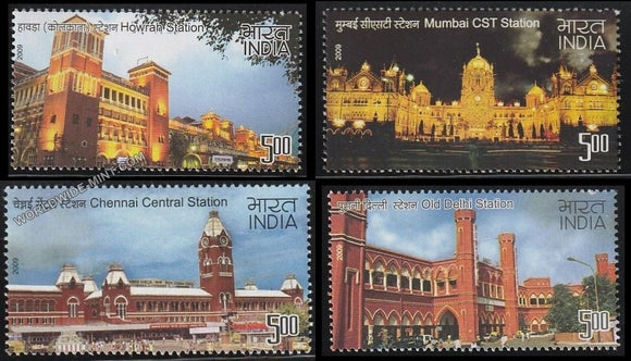 2009 Heritage Railway Stations of India-Set of 4 MNH
