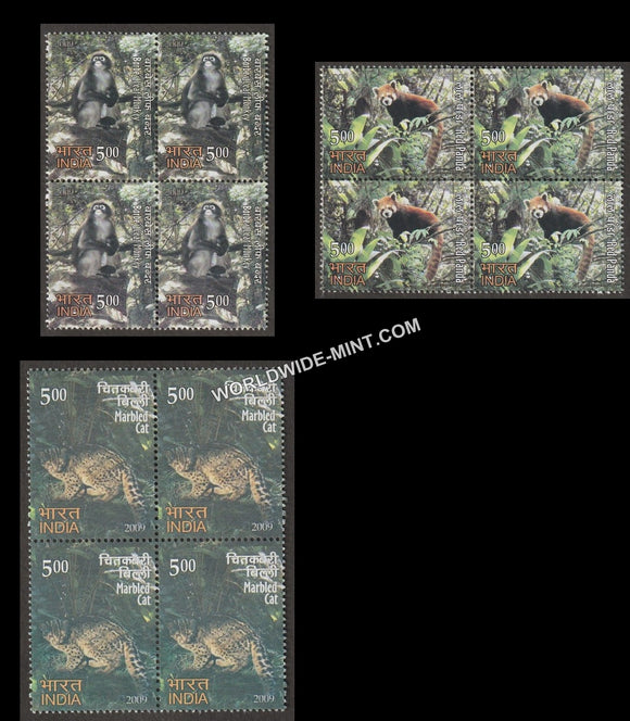 2009 Rare Fauna of the North East-Set of 3 Block of 4 MNH