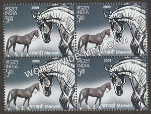 2009 Horses of India-Marwari Block of 4 MNH