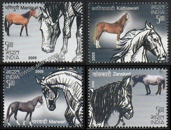 2009 Horses of India-Set of 4 MNH